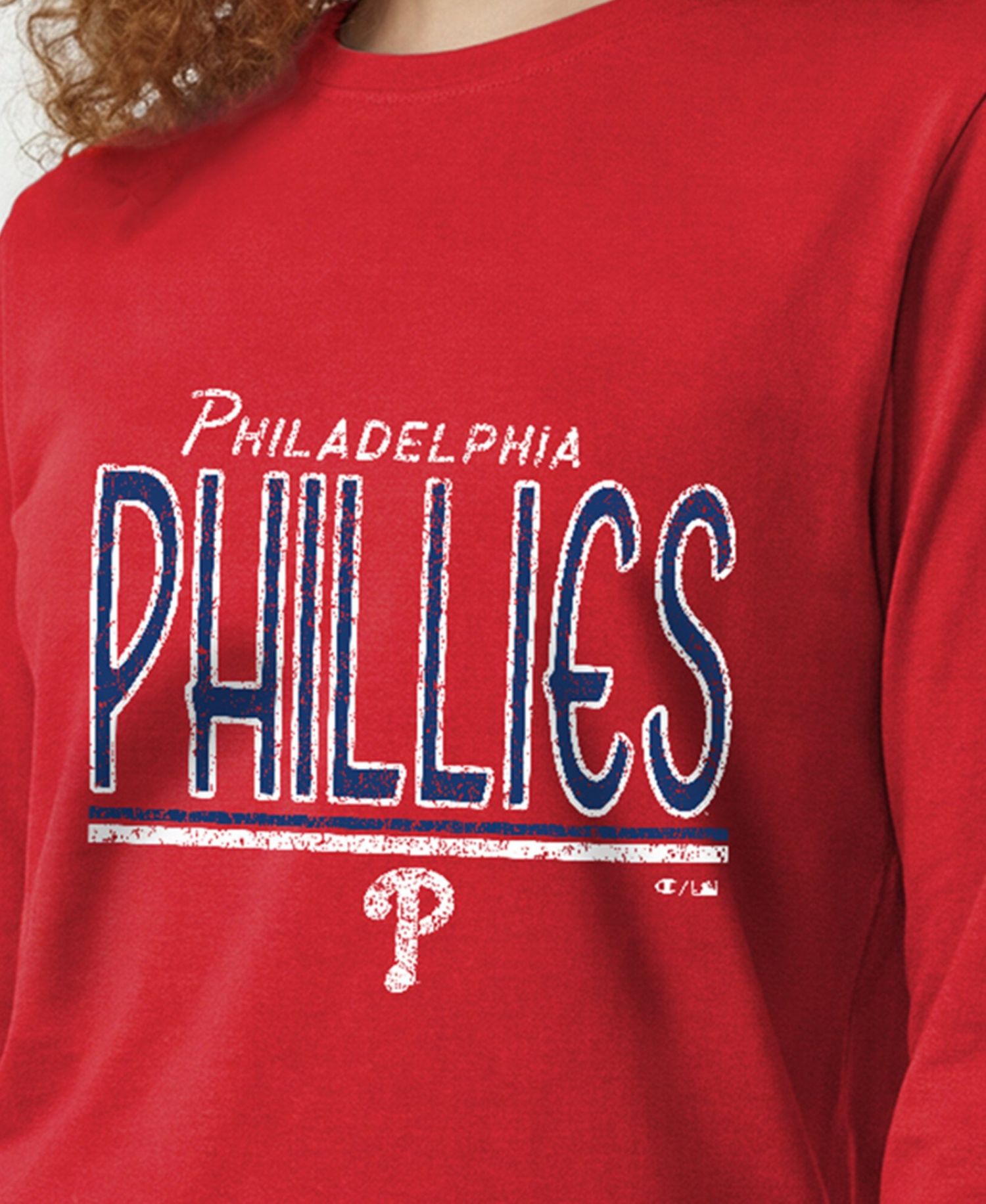 Women's Philadelphia Phillies Long-Sleeve Crewneck T-Shirt