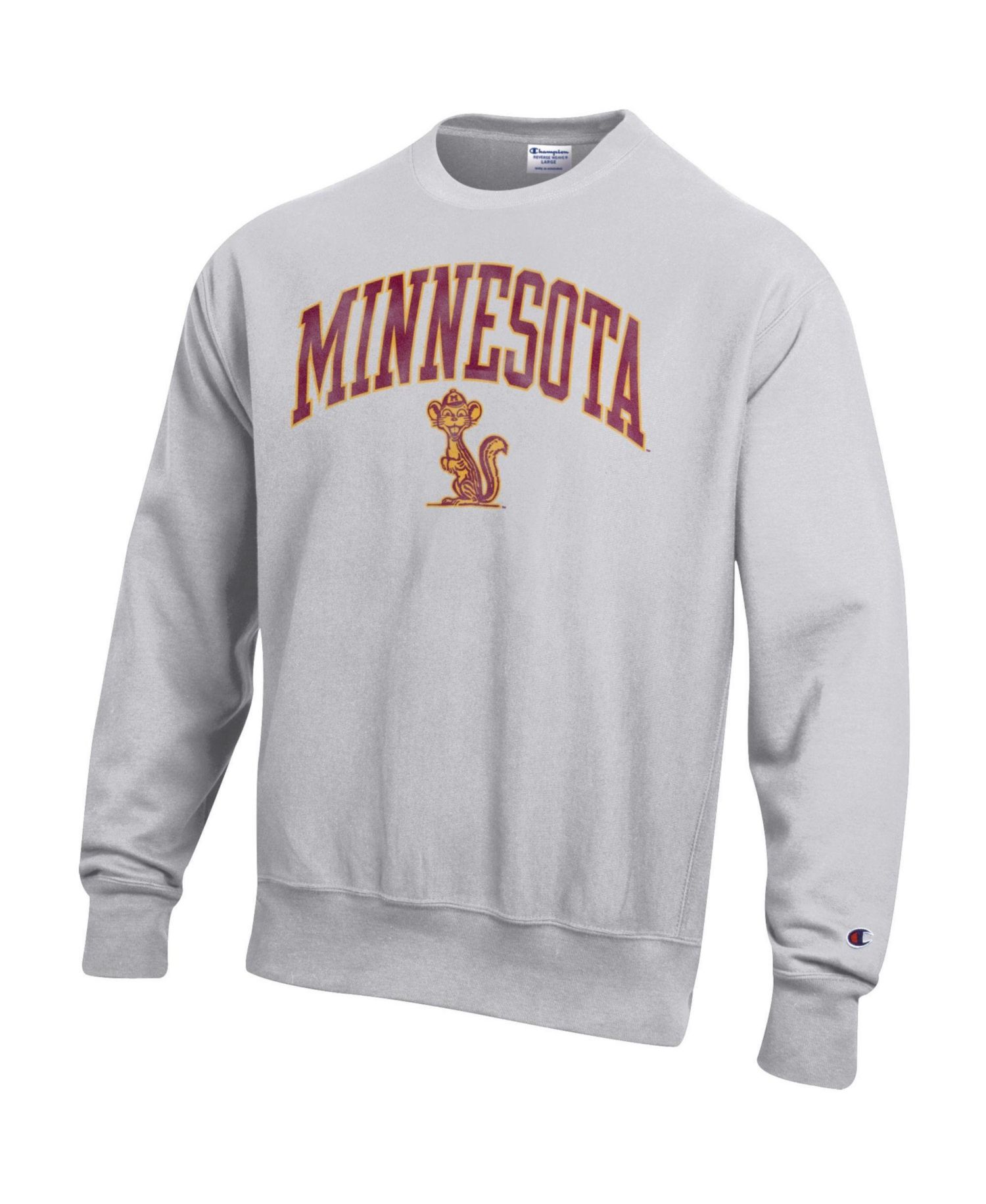 Men's Minnesota Golden Gophers Reverse-Weave Fleece-Lined Distressed Crew Neck Sweatshirt