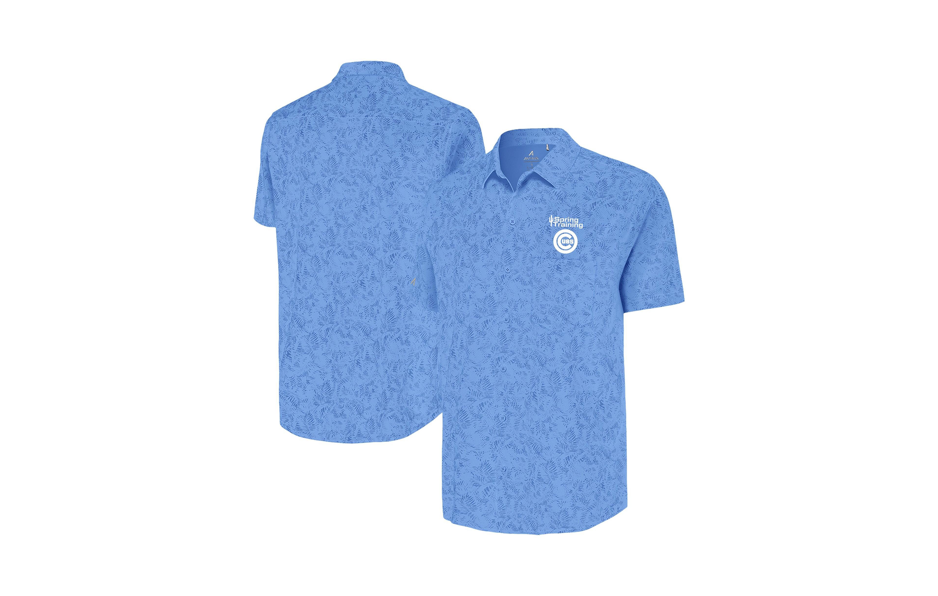 Antigua Men's Chicago Cubs Lush Classic-Fit Short-Sleeve Button-Up Shirt