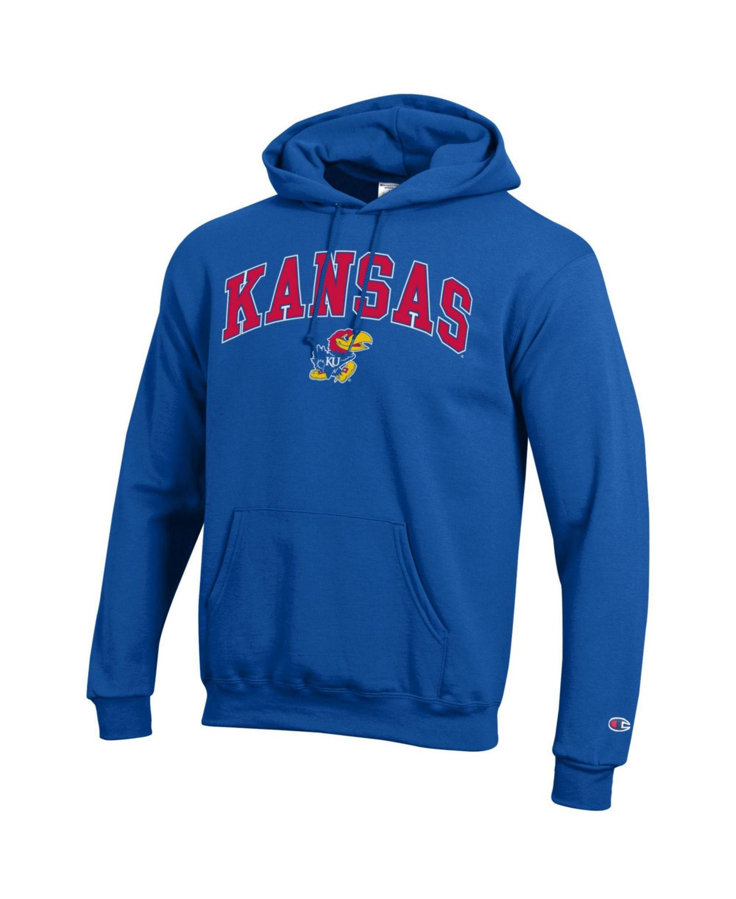 Men's Kansas Jayhawks Arch Over Logo Graphic Fleece-Lined Pullover Hoodie