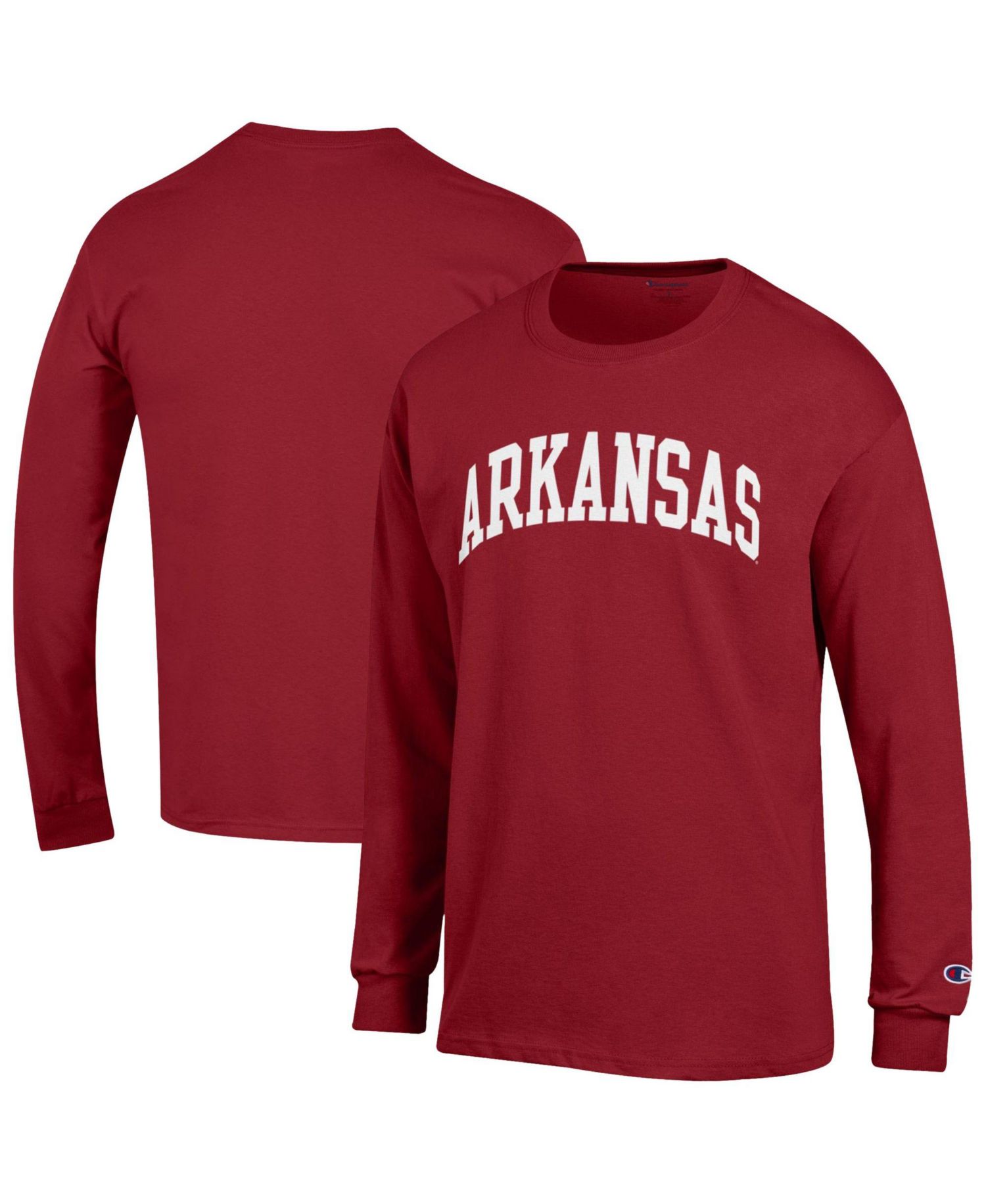 Men's Arkansas Razorbacks Basic Arch Crew Neck Long Sleeve T-Shirt