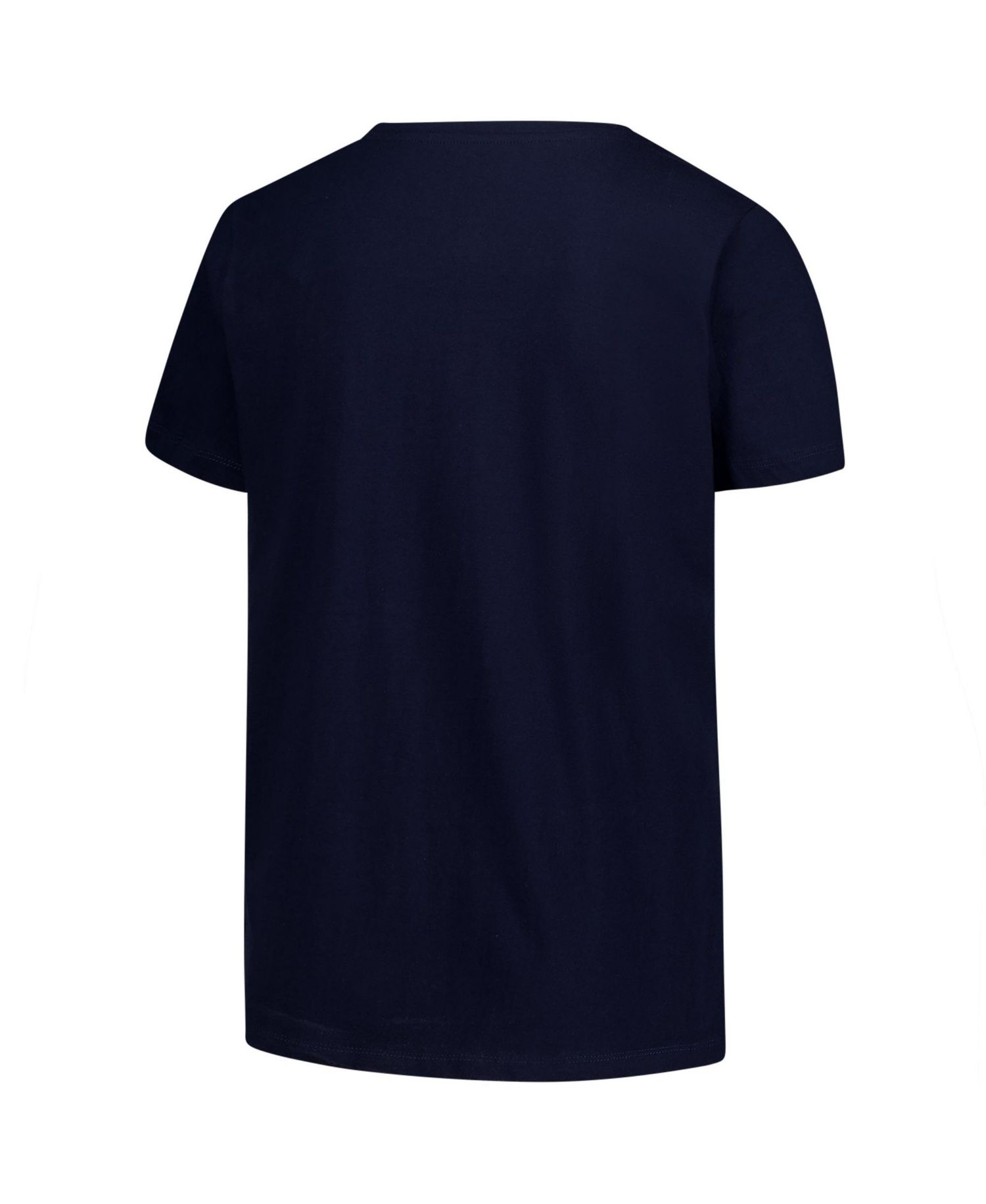Plus Size New England Patriots Arch Over Logo V-Neck Screen Print T-Shirt