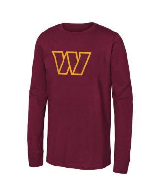 Boys' and Girls' 4-16 Washington Commanders Primary Logo Long-Sleeve Crewneck T-Shirt