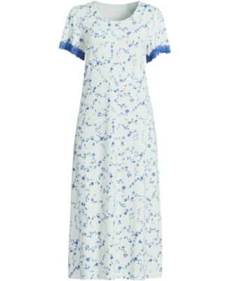 Plus Size Cooling Floral Mid-Calf Short-Sleeve Scoop Neck Nightgown