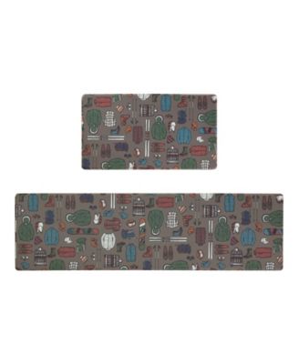 Winter Sportswear Non-Slip 2-Piece Kitchen Mat  Set