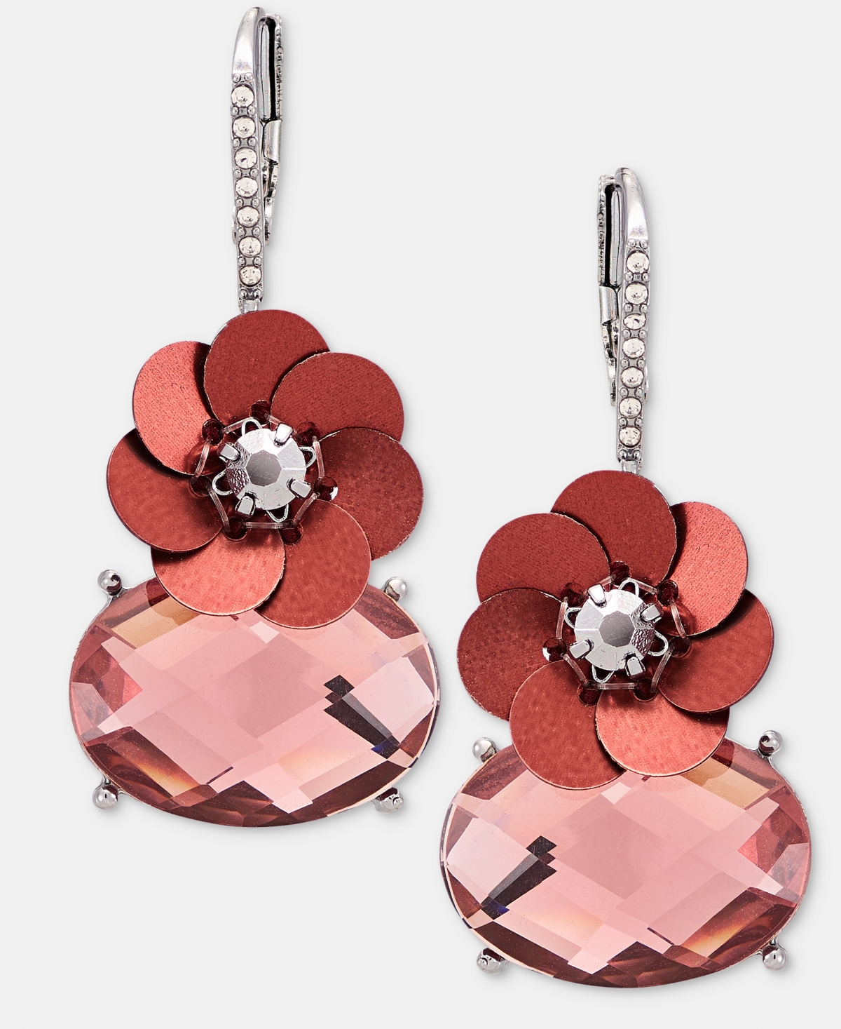 Lonna & Lilly Crystal Floral Sequin Drop Earrings