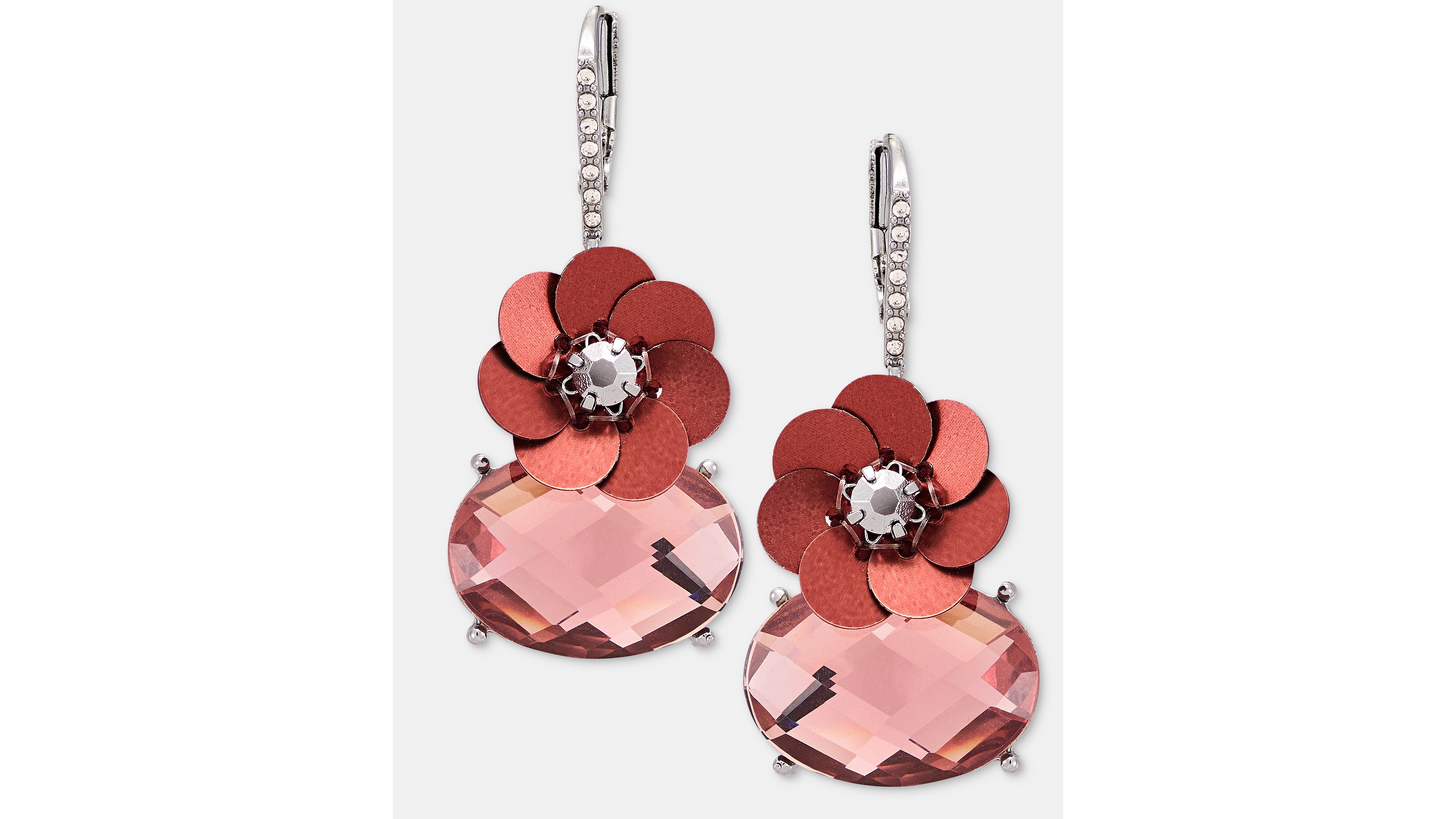 Lonna & Lilly Crystal Floral Sequin Drop Earrings