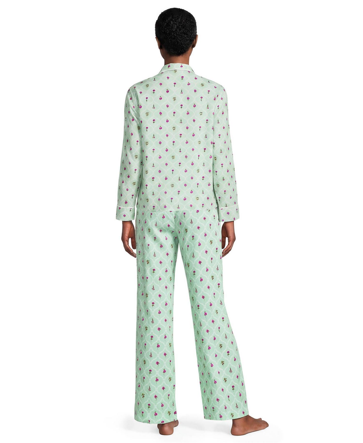 Women's Cotton Poplin 2 Piece Pajama Set - Long Sleeve Top and Pants