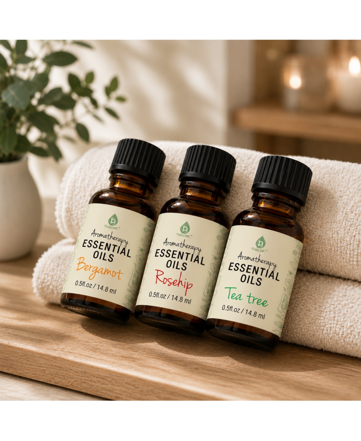Pursonic Aromatherapy Mood & Ambiance Bundle: Essential Oils + Mist Spray for Stress Relief & Skin Harmony