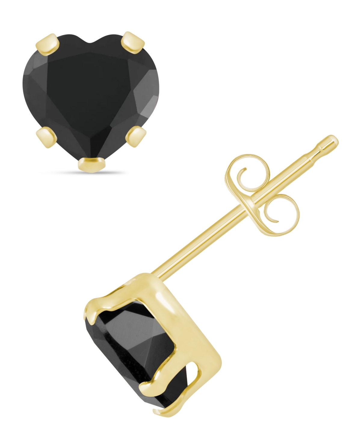 Macy's Stud Earrings in 10k Yellow Gold (Available in Amethyst, Pink Topaz, Blue Topaz, Peridot, Garnet, Citrine, and Black Onyx) - Black Onyx