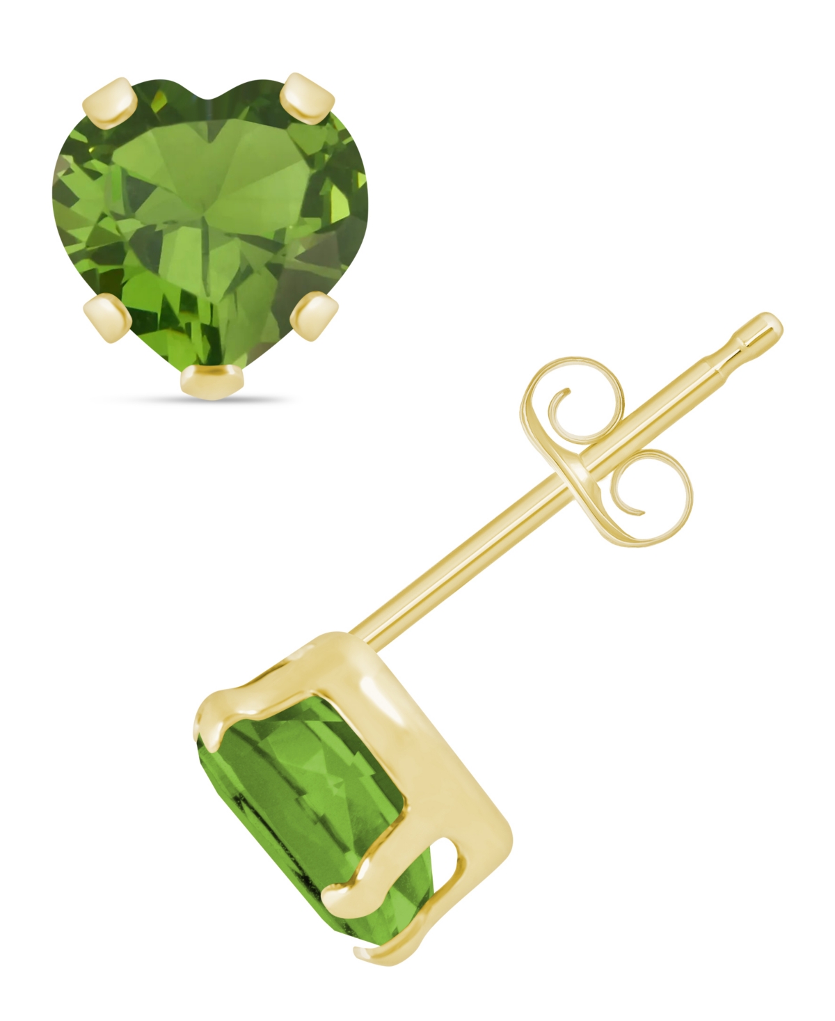 Macy's Stud Earrings in 10k Yellow Gold (Available in Amethyst, Pink Topaz, Blue Topaz, Peridot, Garnet, Citrine, and Black Onyx) - Peridot