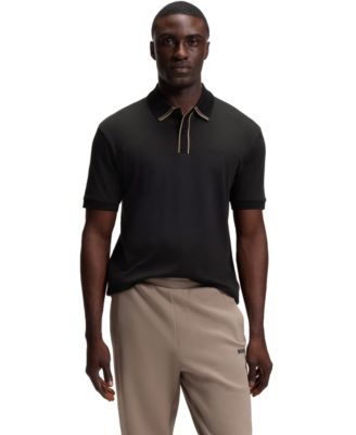 BOSS by Men's Paddy Interlock-Cotton Striped-Trim Polo Shirt