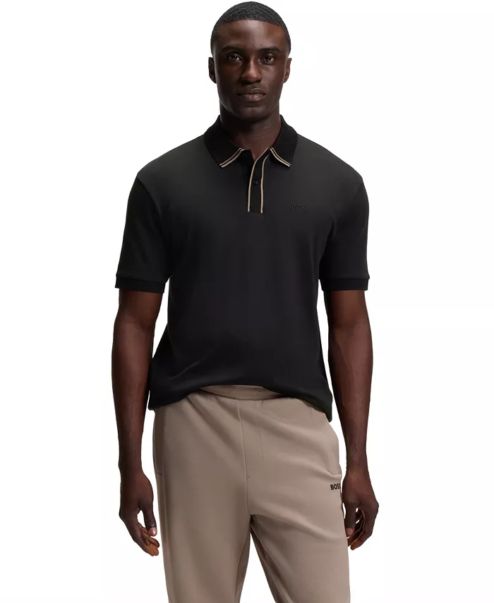 Men's Paddy Interlock-Cotton Striped-Trim Polo Shirt