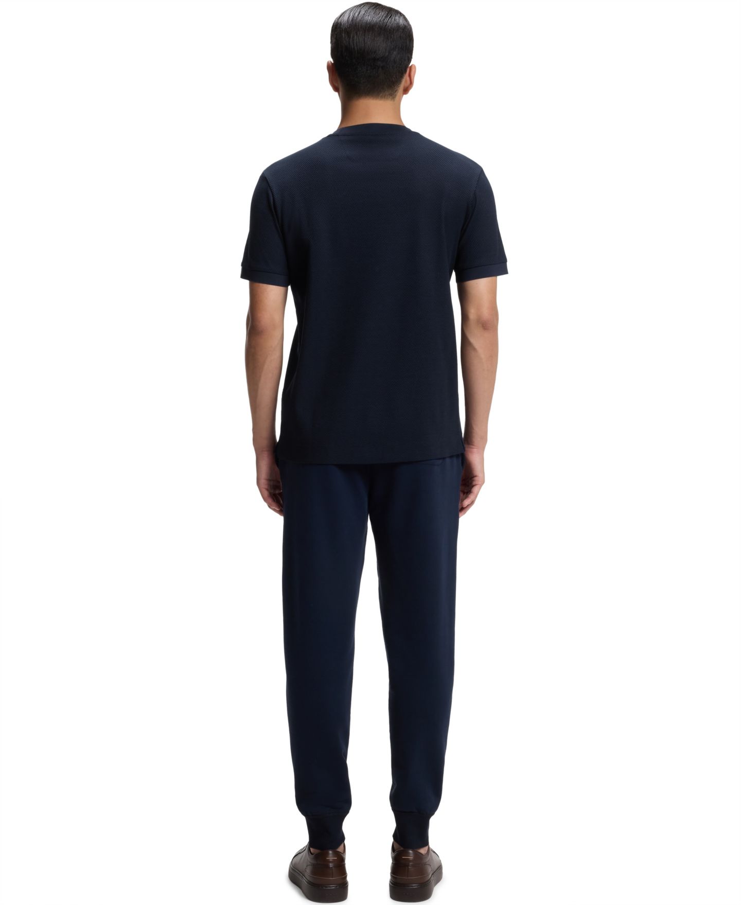 Мужская футболка Hugo Boss BOSS by Two-Tone Cotton-Piqué Regular-Fit, цвет: Тёмный синий — фото 3