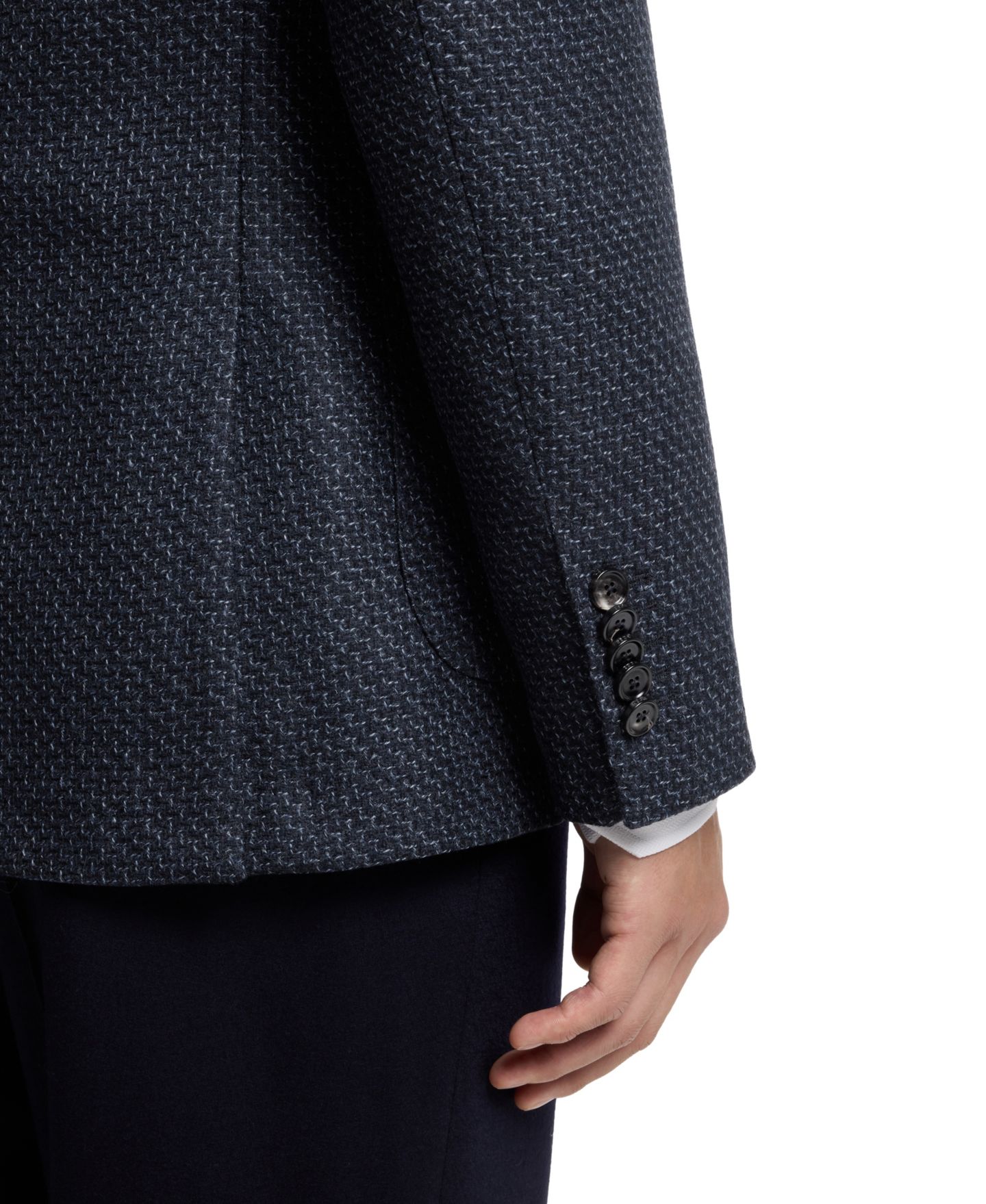 Мужская куртка Hugo Boss BOSS by Patterned Wool Slim-Fit, цвет: Тёмный синий — фото 7