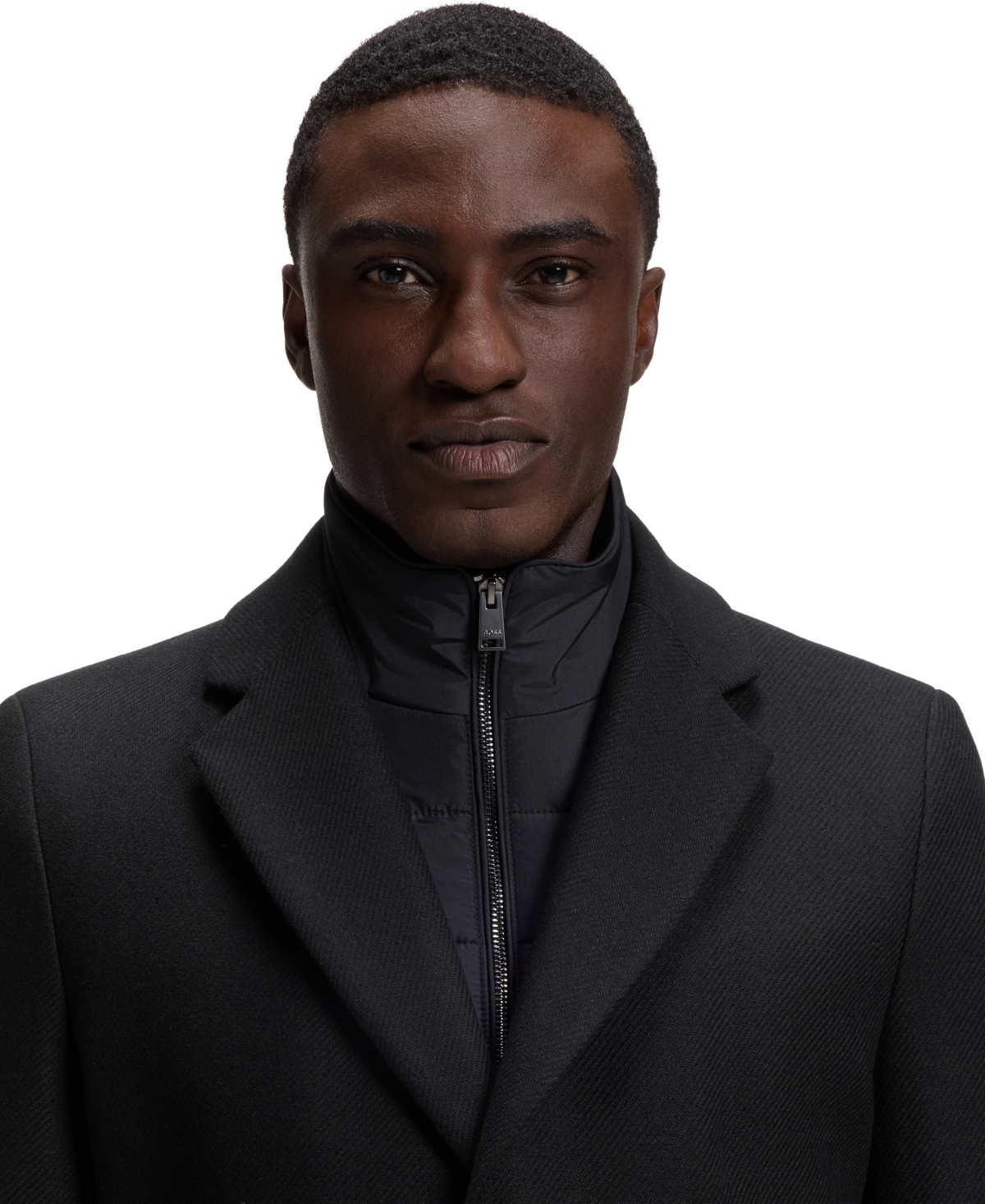 Boss by Hugo Men's Wool-Blend Zip-Up Inner Formal Coat