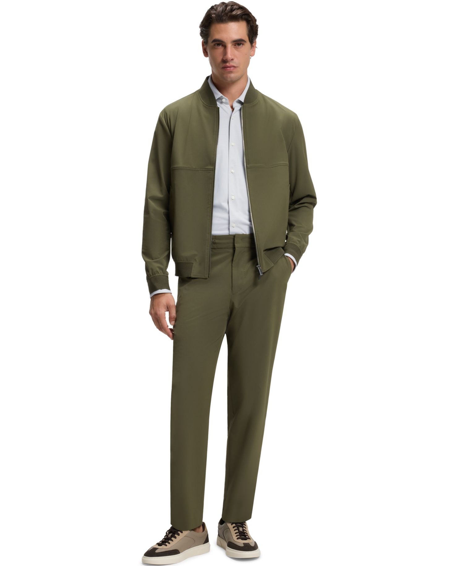 Men's Stretch Jersey Regular-Fit Business Dress Shirt