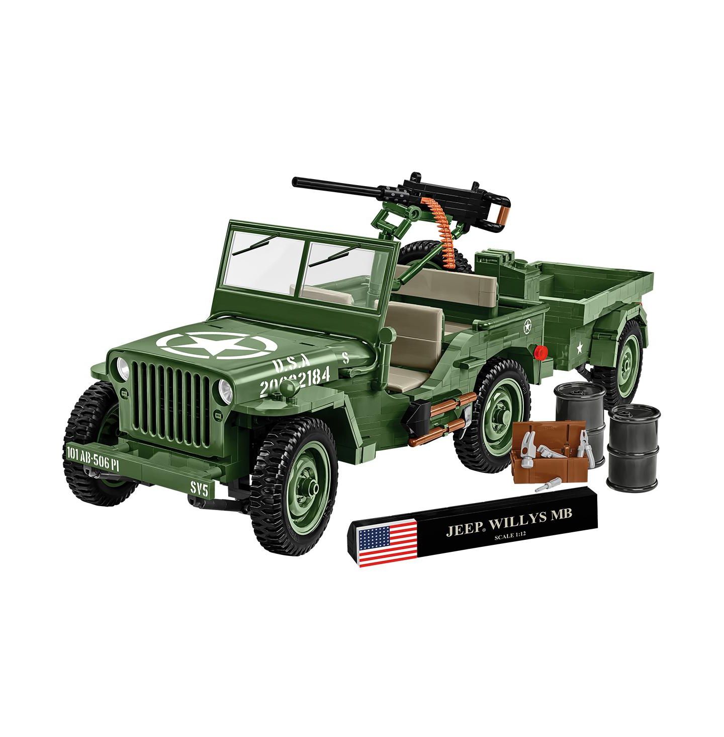 Детские конструкторы COBI Historical Collection Wwii Jeep Willys MB + Trailer 1:12 Scale Vehicle Executive Edition, 1580 pieces — фото 2