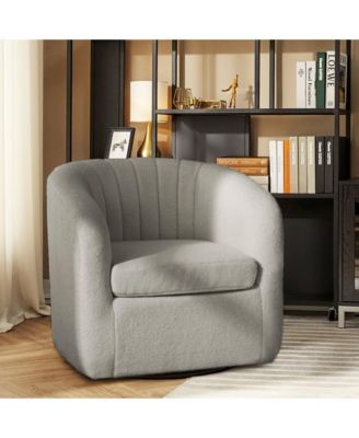 - Monroe faux shearing 28.75" Swivel Tub Chair
