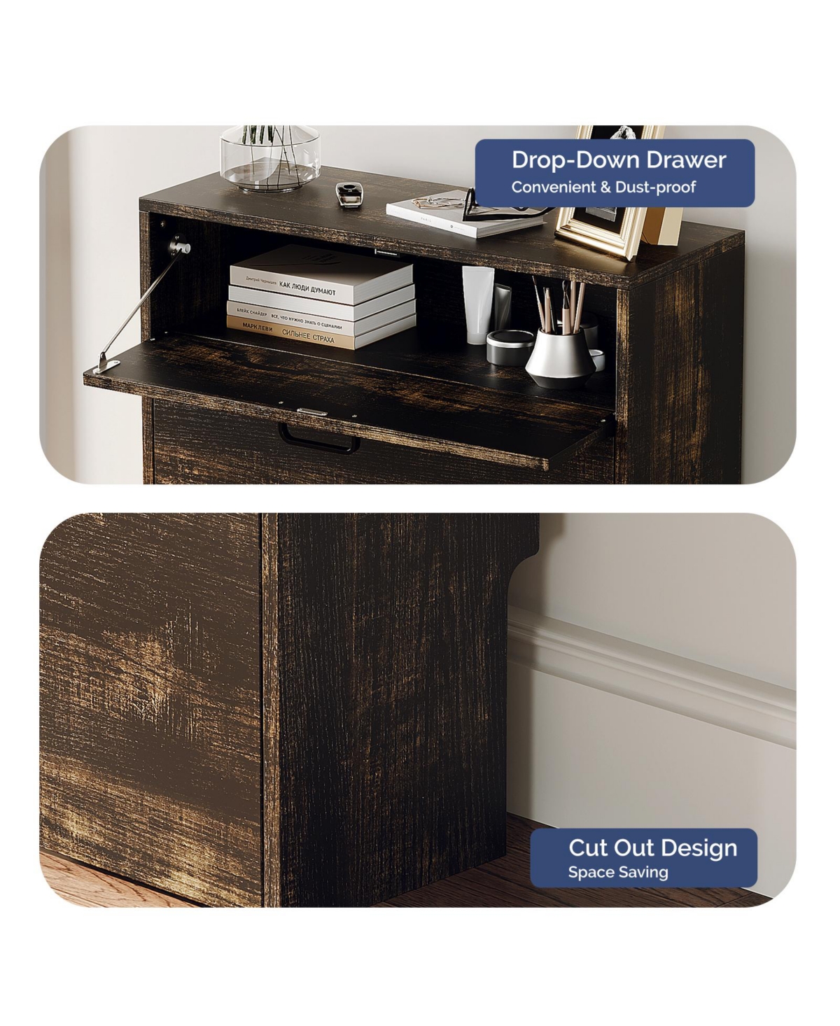 Slickblue Oak Mdf Shoe Cabinet with 2 Doors and 1 Storage Drawer