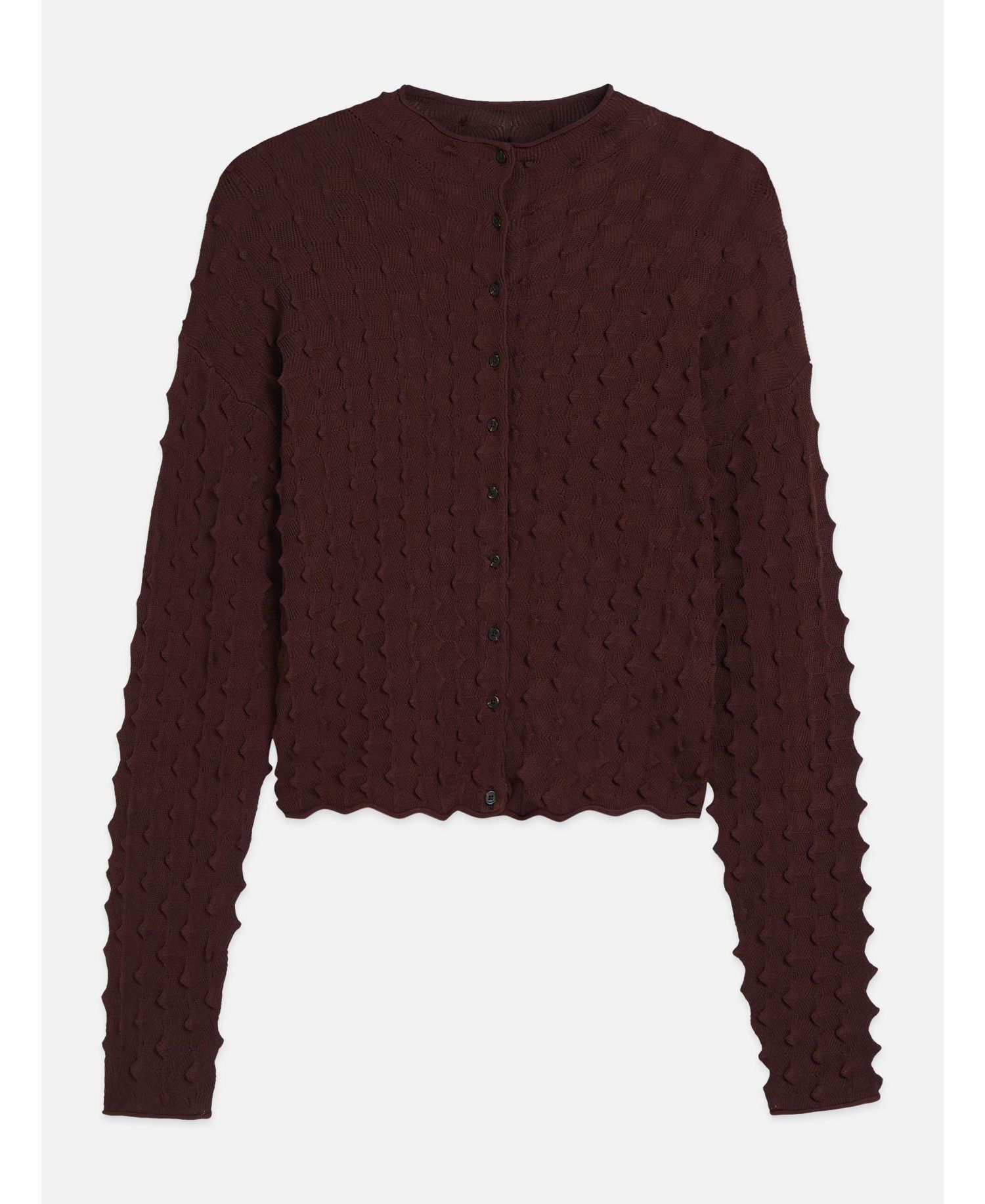 Women's Textured-Stitch Funnel-Neck Cardigan