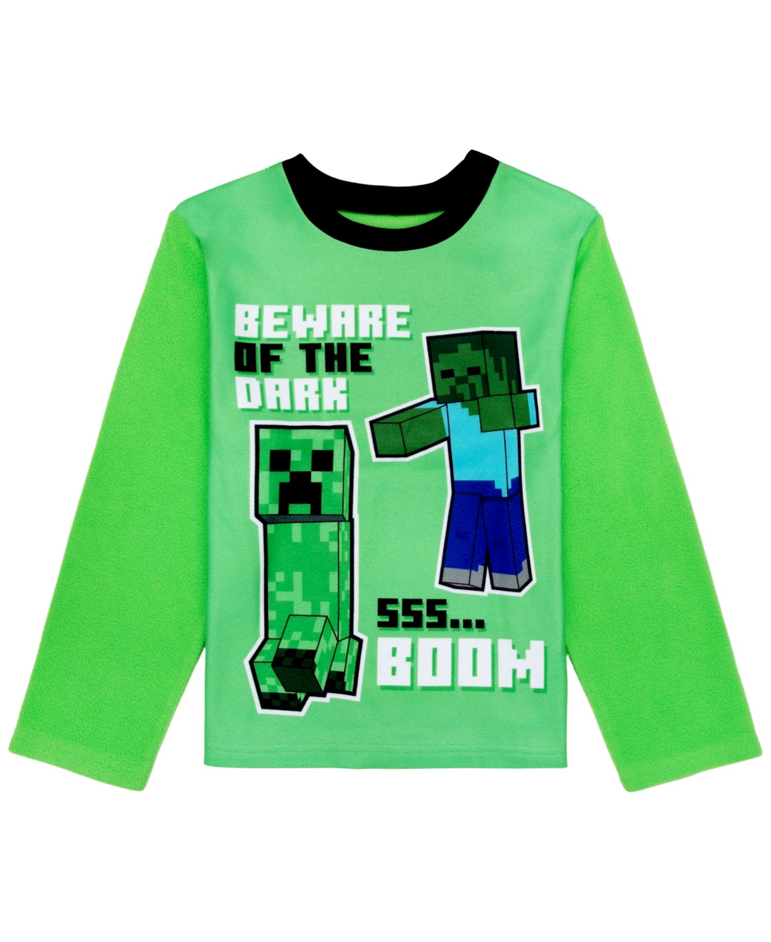 Boys' 4-20 Zombie Creeper Long-Sleeve Crewneck Minecraft Top and Pants Set