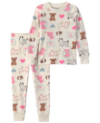 Toddler Girls' 2T-5T DreamPlush Heart-Print Long-Sleeve Snug-Fit Top and Pants, 2-Piece Pajama Set