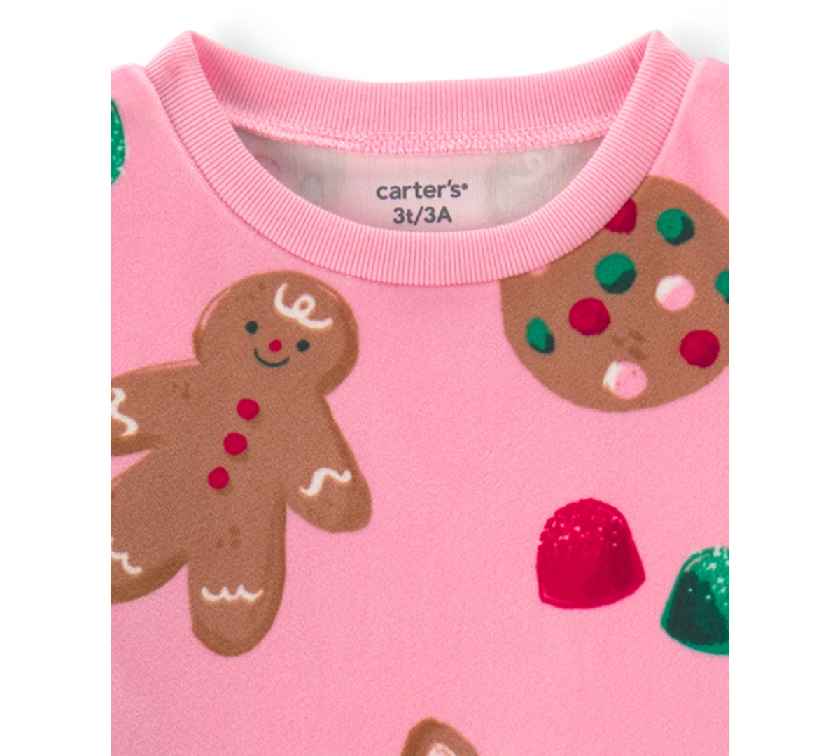 Carter's Toddler Girls' 2T-5T Gingerbread-Print Snug-Fit Top and Pants, 2-Piece Pajama Set