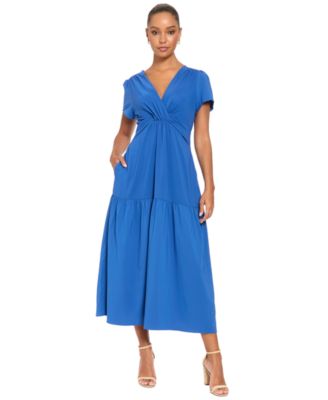 Women's Short-Sleeve A-Line Maxi Dress