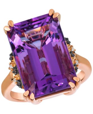 Amethyst (14.60 ct. t.w.) & Diamond (0.08 ct. t.w.) Ring in 14k Strawberry Gold