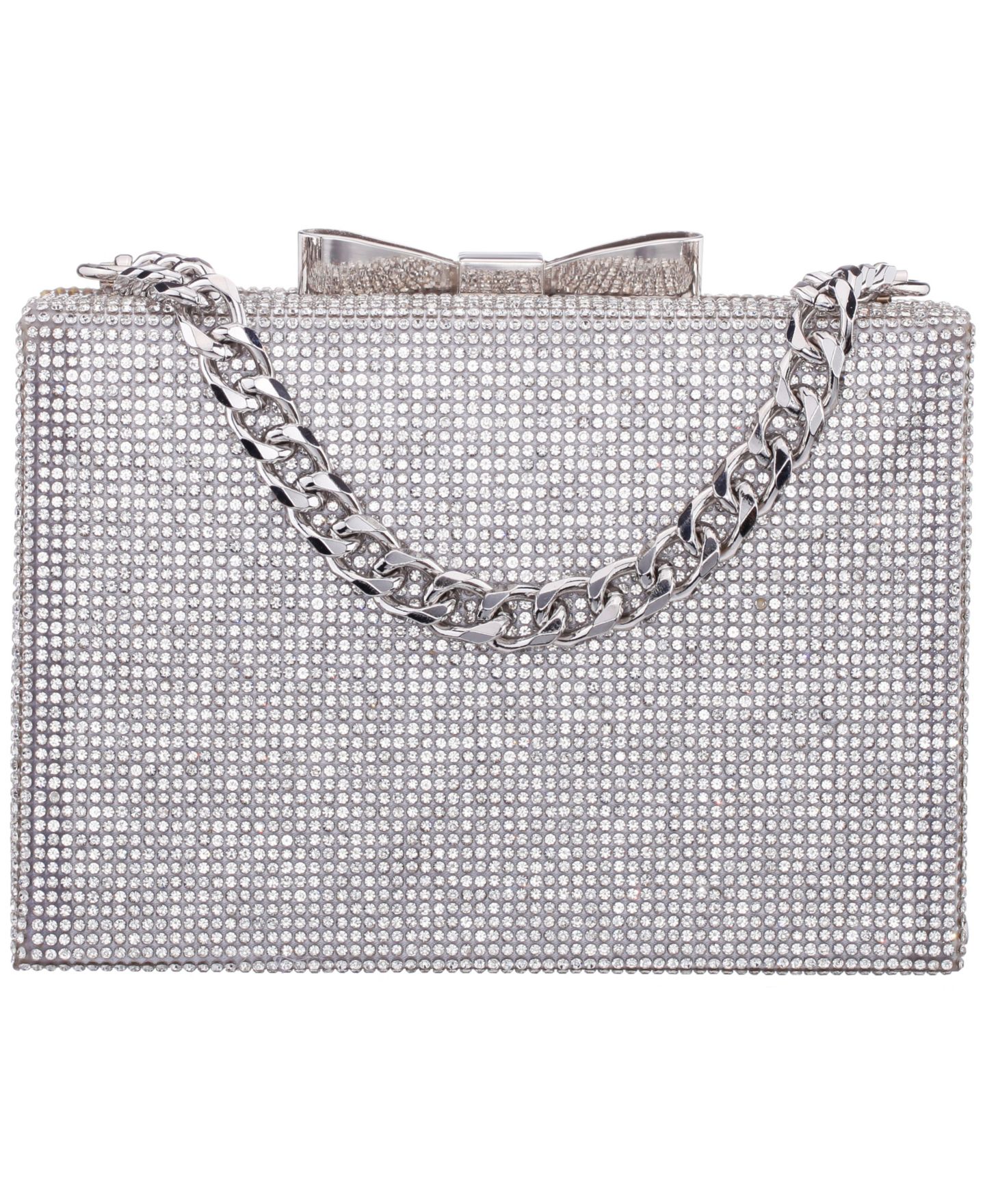Женский клатч Nina Regalo All Over Crystal Box Mini Clutch Handbag, цвет: Серебряный — фото 1