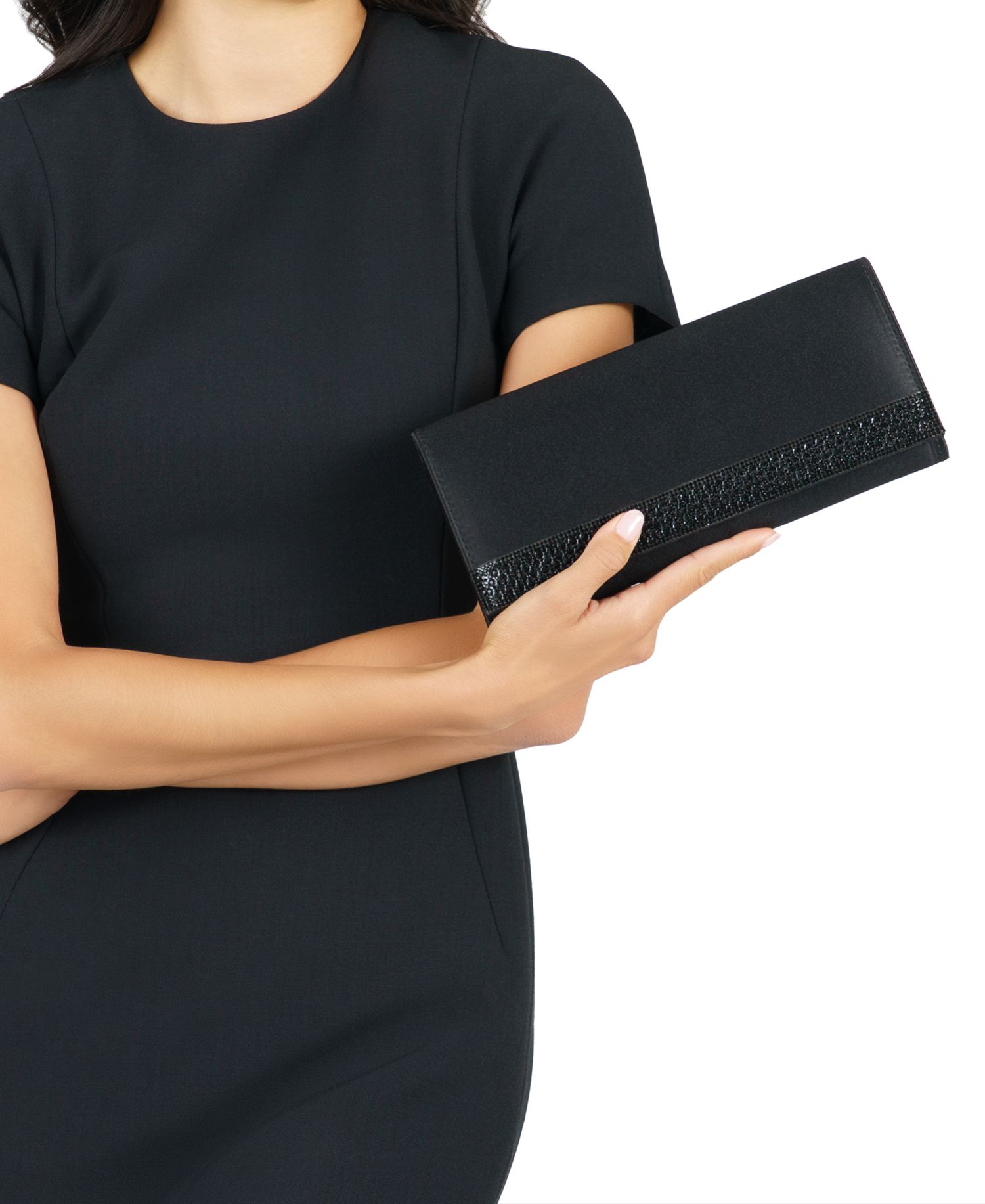 Aurella Crystal Trim Small Flap Clutch Handbag