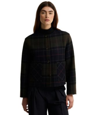 Women's Marlow Plaid Long-Sleeve Wool-Blend Overshirt