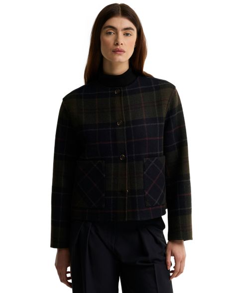 Женская рубашка Barbour Marlow Plaid Long-Sleeve Wool-Blend Overshirt, цвет: Теневой