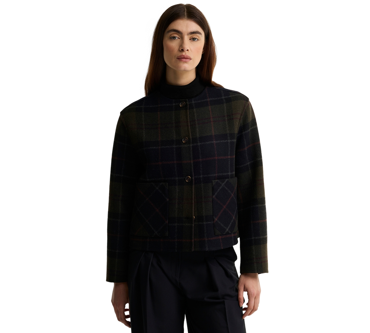 Barbour Women's Marlow Plaid Long-Sleeve Wool-Blend Overshirt