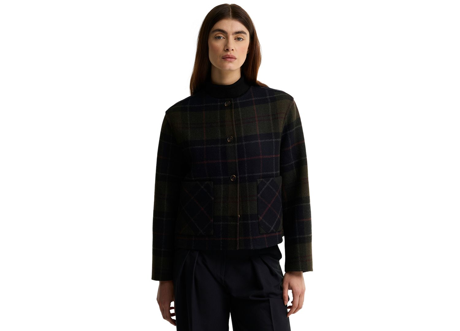 Women's Marlow Plaid Long-Sleeve Wool-Blend Overshirt
