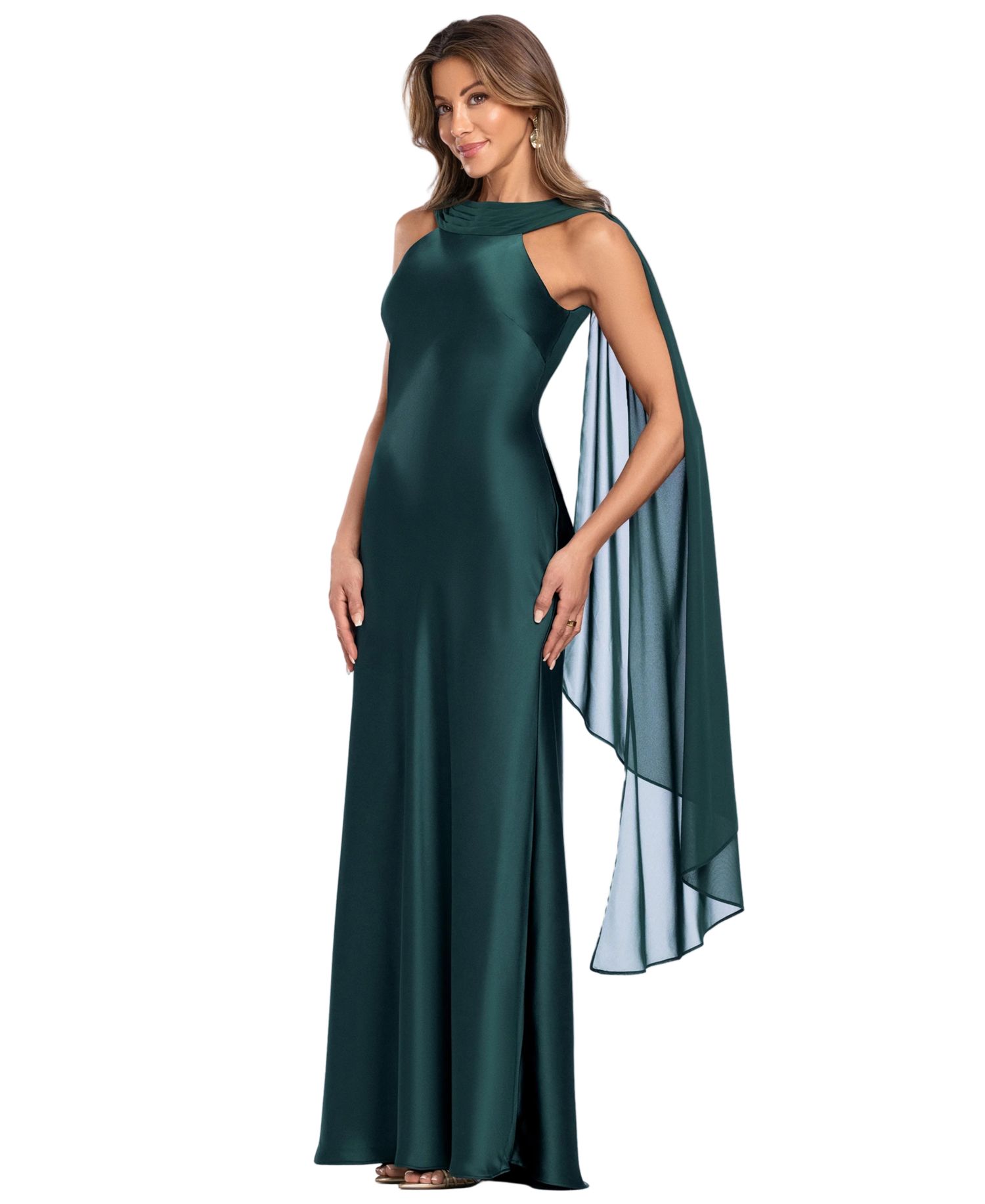 Petite Halter Satin Gown