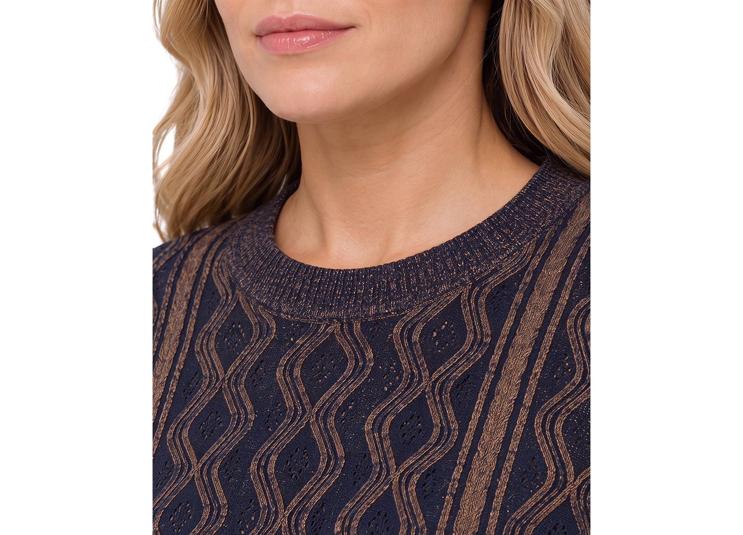 Women's Cable-Knit Diamond-Pattern Crewneck Sweater