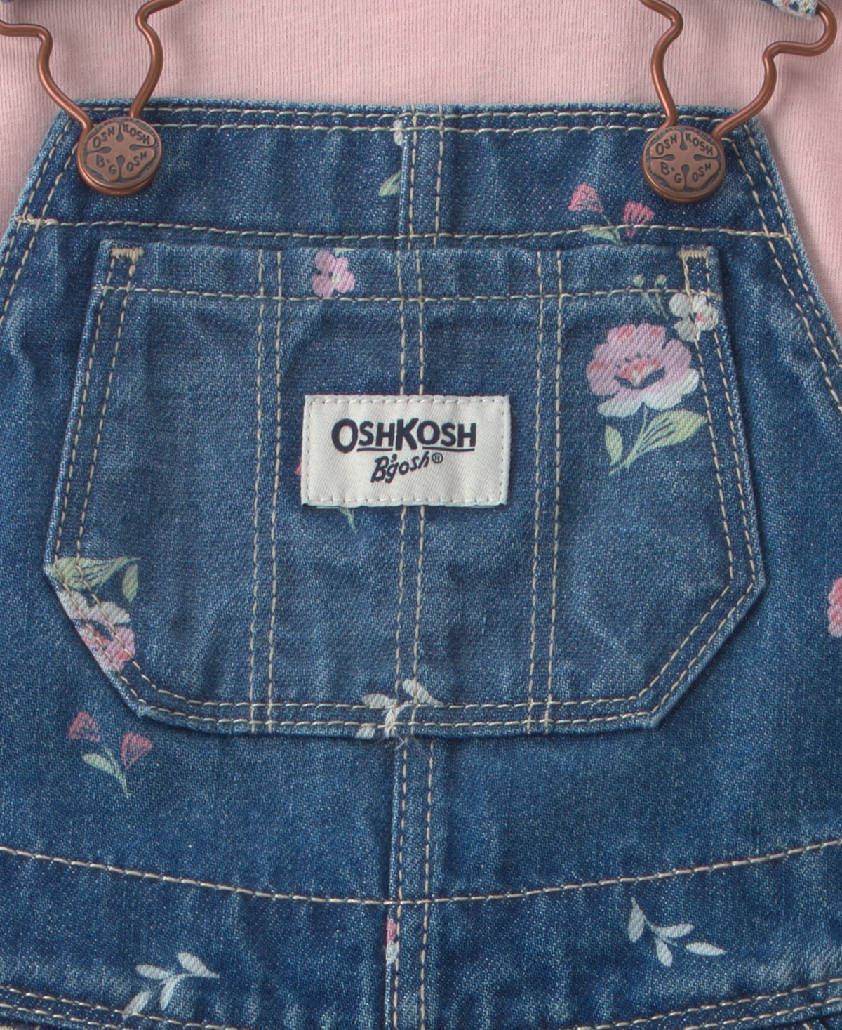 Osh Kosh Baby Girls' Floral Denim Long-Sleeve Top and Overall Set