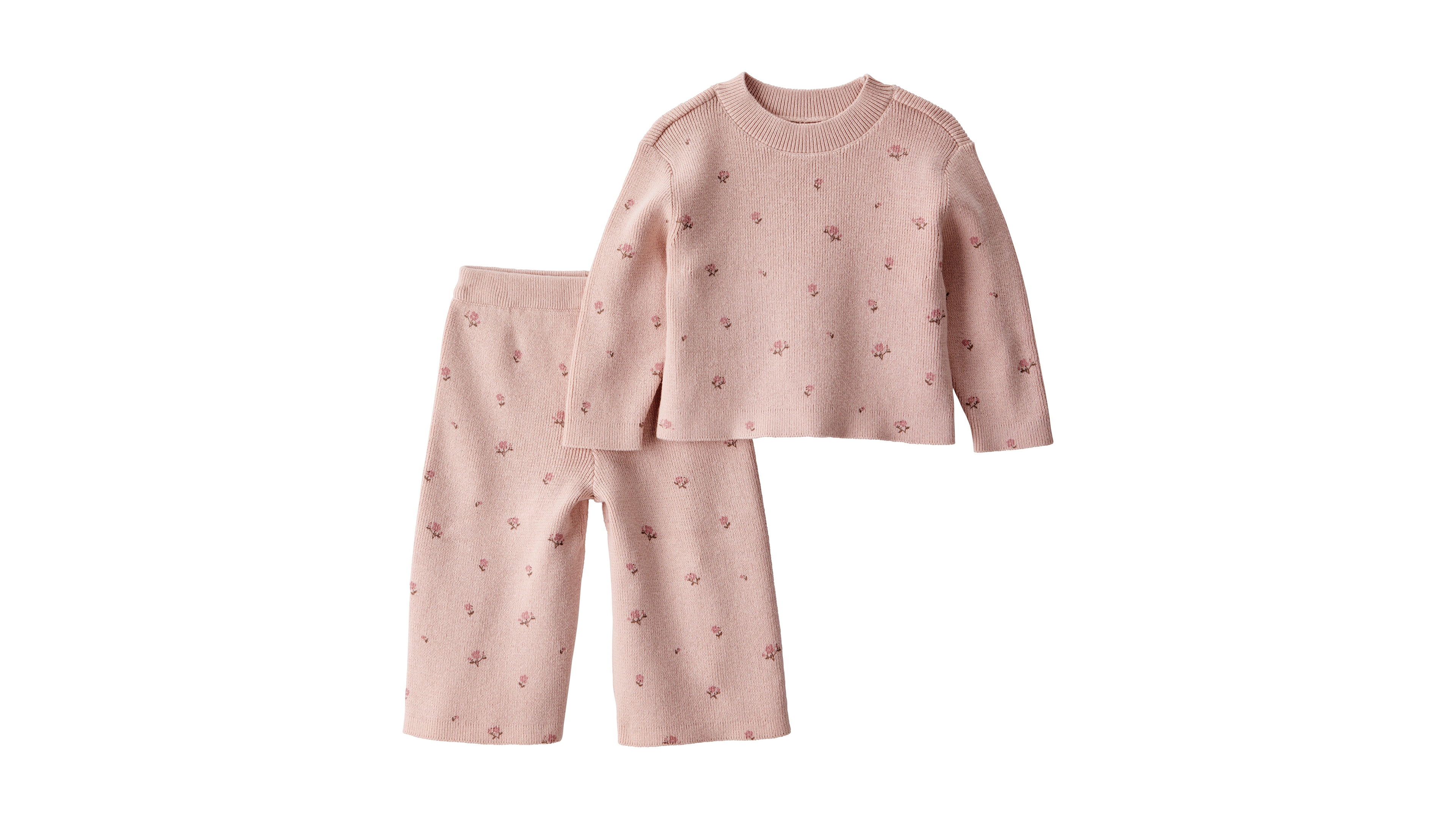 Little Planet by carter's Baby Girls' Long-Sleeve Floral-Print Wide-Leg Top and Pants Set