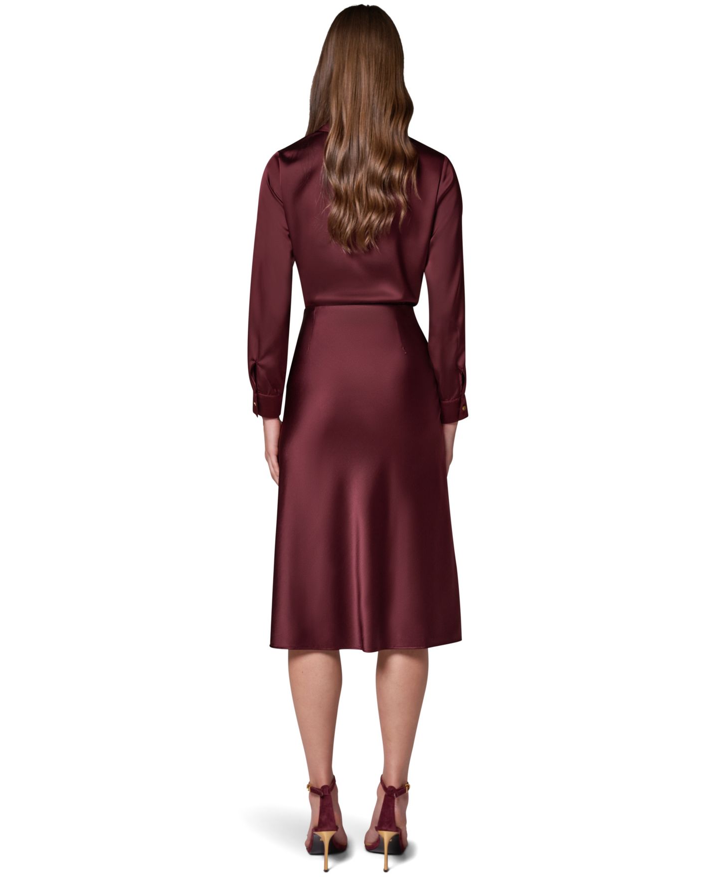 Женская юбка Donna Karan New York Petite High-Waisted A-Line Midi, цвет: Чёрный вишнёвый — фото 6