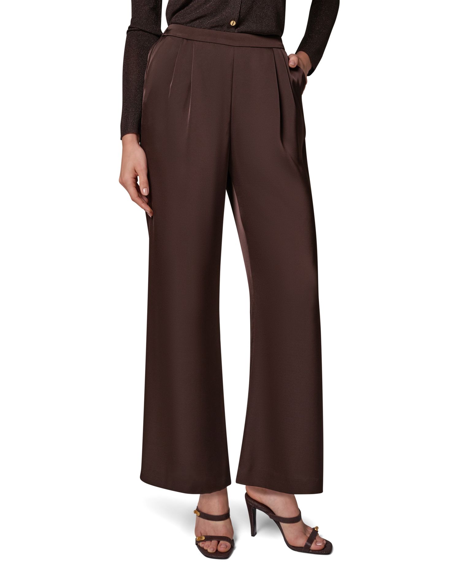 Petite High-Rise Wide-Leg Satin Pants