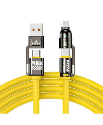 4-in-1 240W Fast-Charging Cable, Liquid Silicone, Compatible with iPhone/Android/iPad