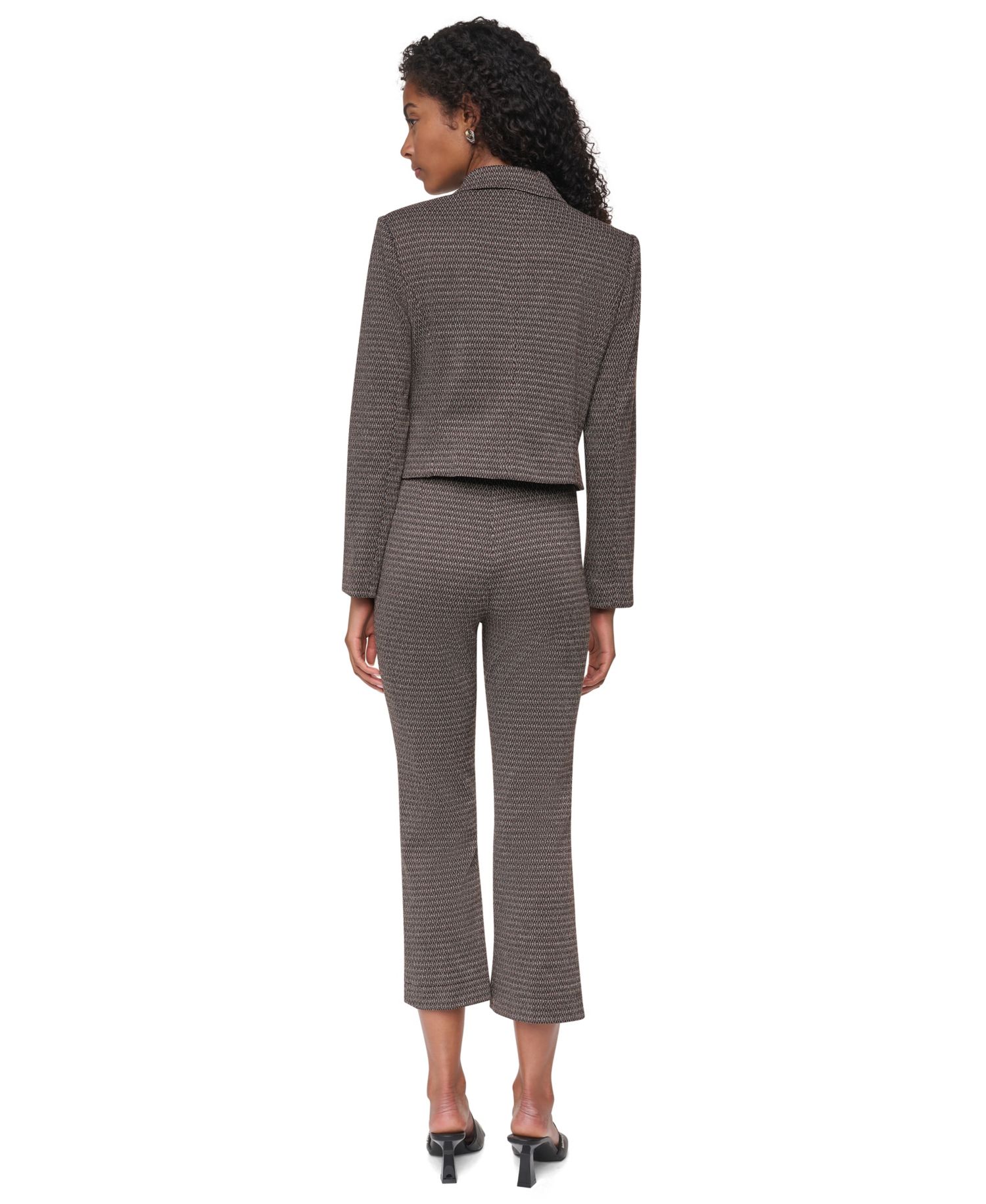 Petite Knit Diamond Jacquard Cropped Blazer