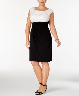 Connected Plus Size Boat-Neck Lace Dress - Macy's
