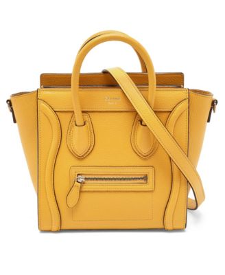 Women's Nano Luggage Tote in Yellow Grained Leather