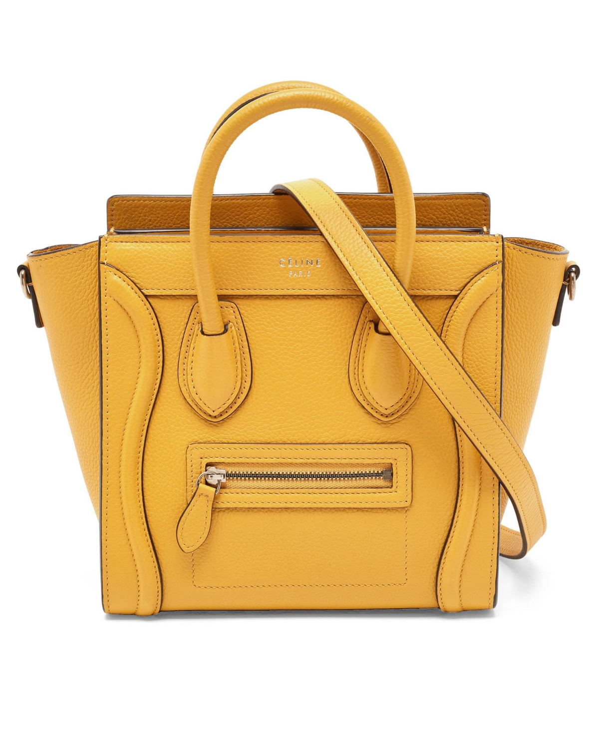 Pre-Owned Celine Women's Nano Luggage Tote in Yellow Grained Leather - Natural