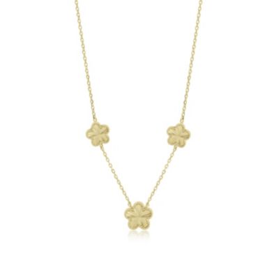 Fluted Flower Trio Necklace 14K Gold-Plated Sterling Silver