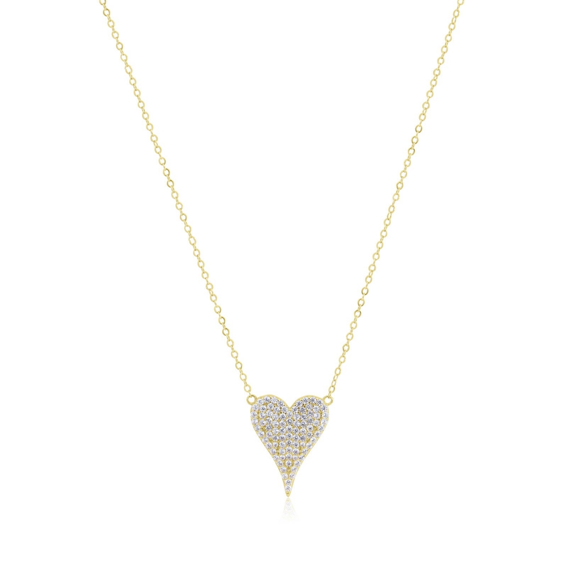 The Lovery Large Cz Pave Single Heart Necklace 14K Gold-Plated Sterling Silver - Gold plated sterling silver