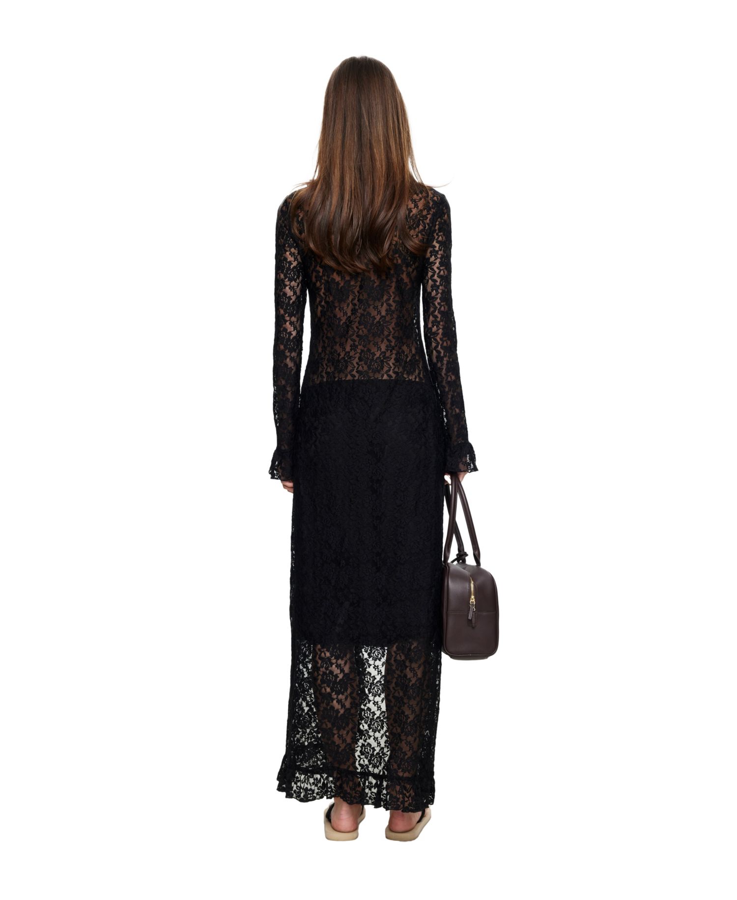 Women's Long Nights Long-Sleeve Lace V-Neck Maxi Dress
